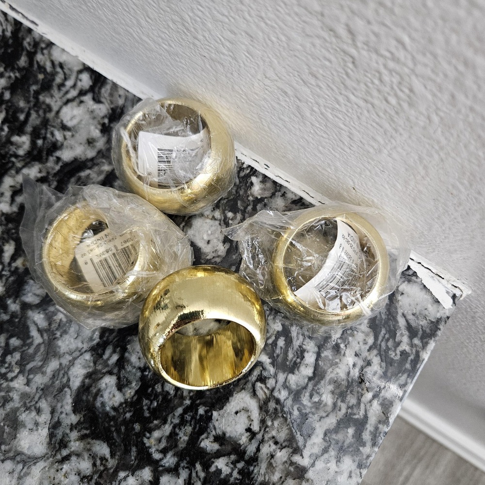 Vintage shiny disco gold napkin rings set of 4